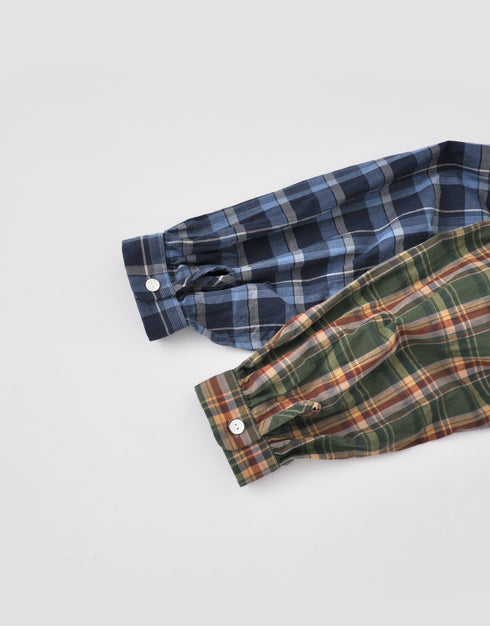 チェックの6ギャザーシャツ