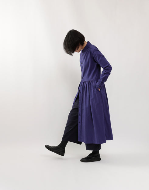 コットンウールのギャザーシャツドレス