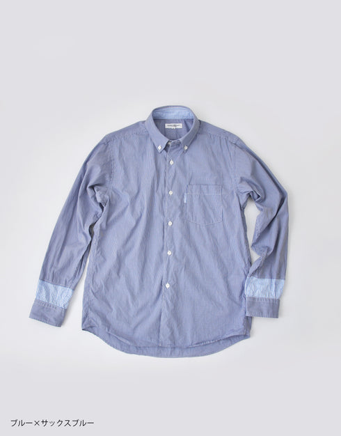 ギンガムの袖口切替シャツ