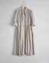 綿麻ストライプのギャザーシャツドレス
