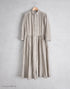 綿麻ストライプのギャザーシャツドレス