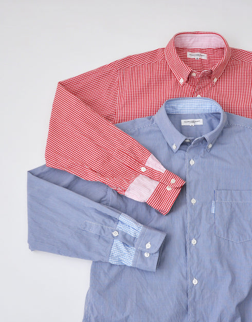 ギンガムの袖口切替シャツ