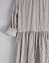 綿麻ストライプのギャザーシャツドレス