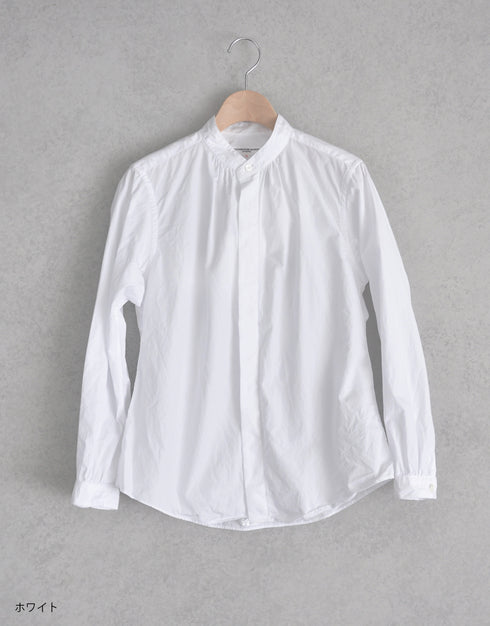 Stand-up collar gathered shirt
