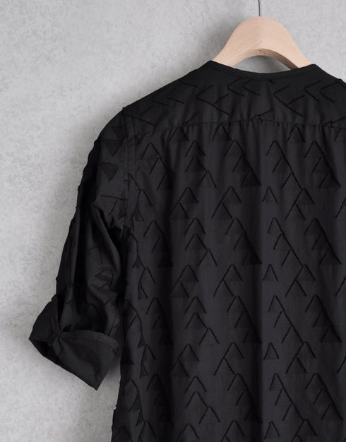 三角カットジャカードのトリミングドレス