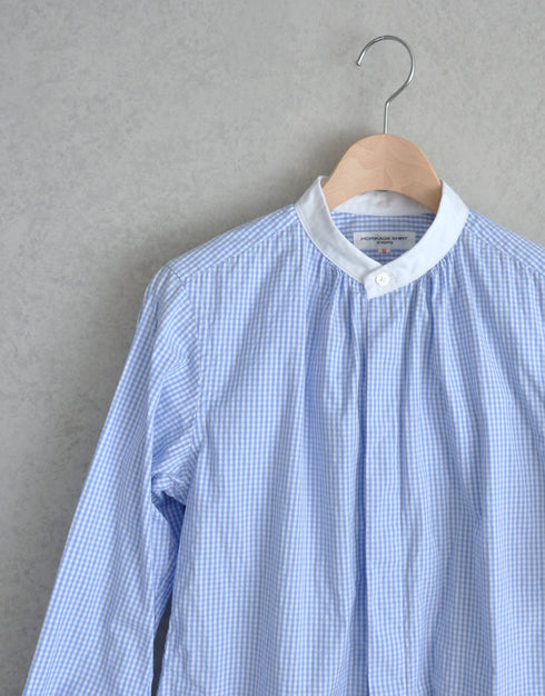 Stand-up collar gathered shirt