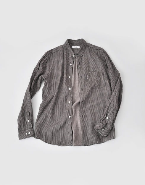 Cotton linen striped mini RE collar shirt