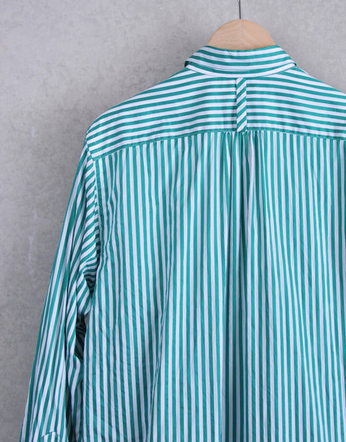 ストライプの8ギャザーシャツドレス