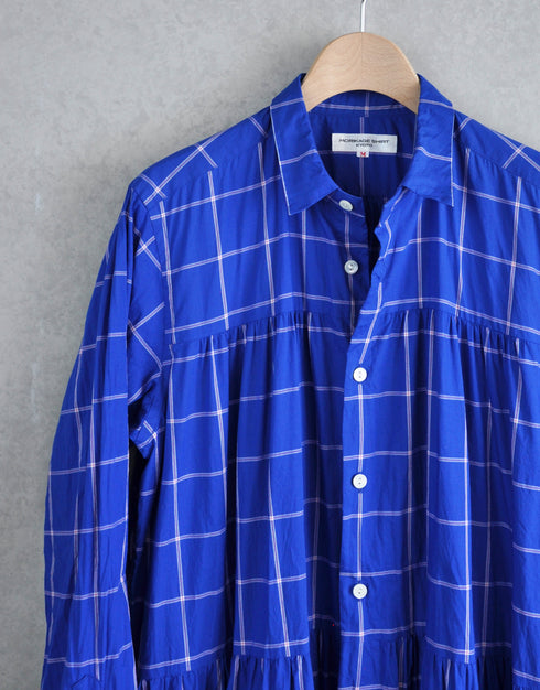 チェックの8ギャザーシャツドレス