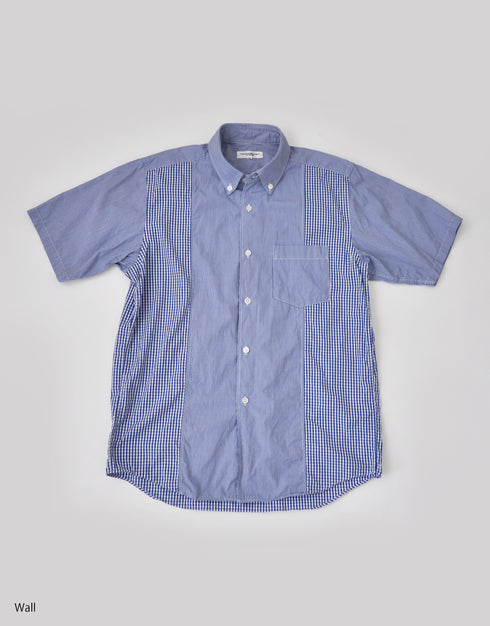 ギンガムパッチワークの半袖シャツ