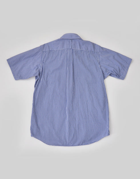 ギンガムパッチワークの半袖シャツ