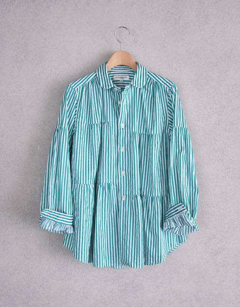 ストライプの6ギャザーシャツ