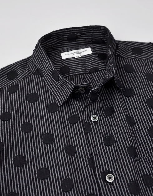 水玉ジャカードのミニREカラー半袖シャツ