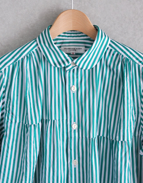 ストライプの6ギャザーシャツ
