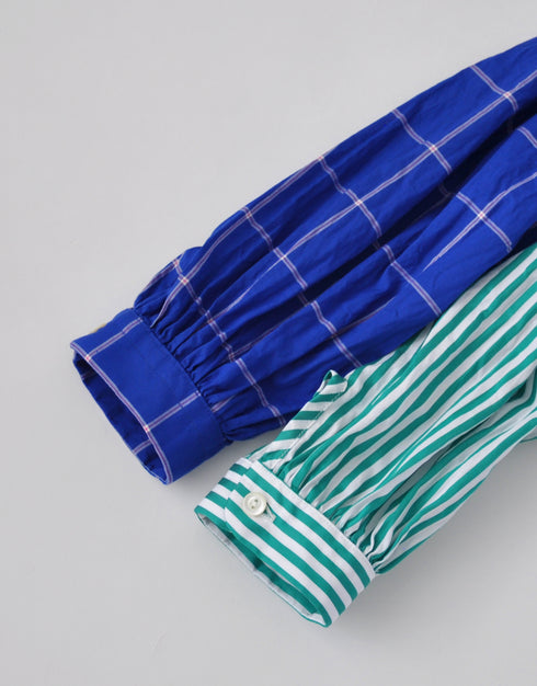 ストライプの6ギャザーシャツ