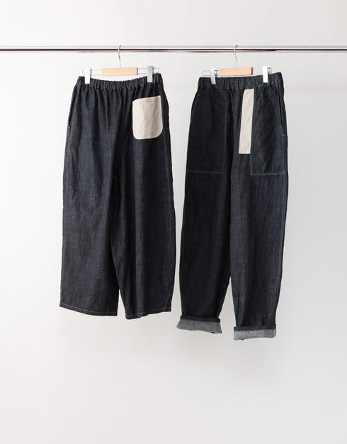 デニムの刺し子ラインパンツ