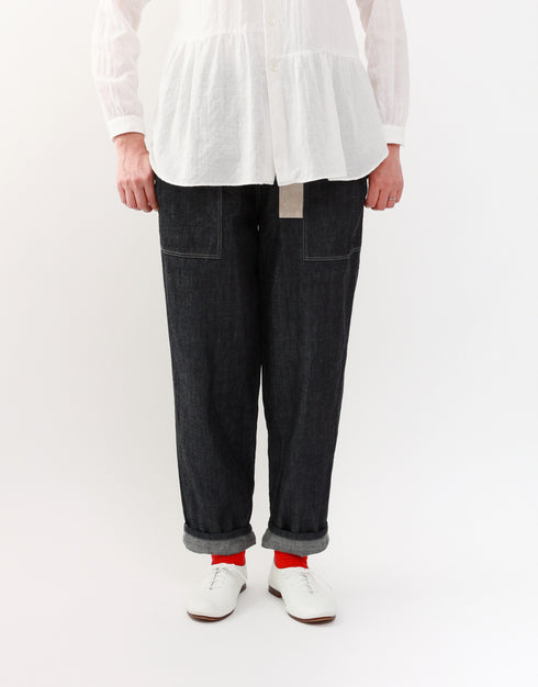 デニムの刺し子ラインパンツ