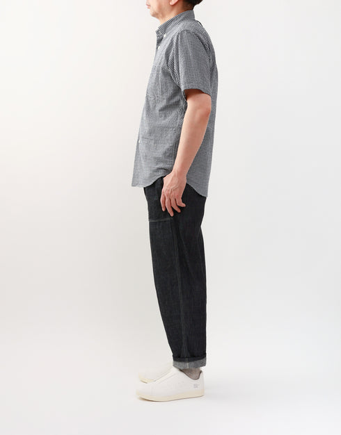 シアサッカーの半袖ボタンダウンシャツ