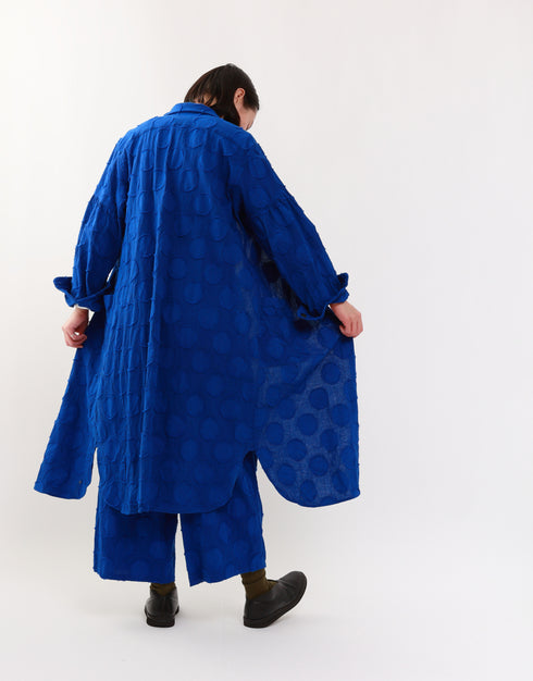 水玉カットジャカードのシャツドレス