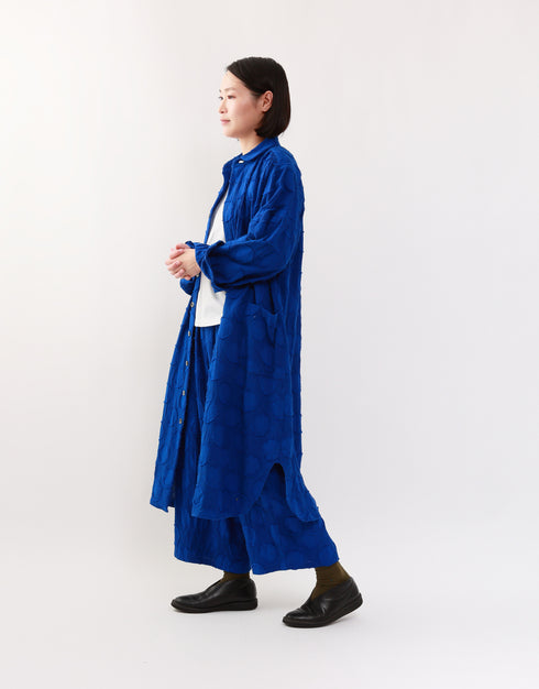 水玉カットジャカードのシャツドレス