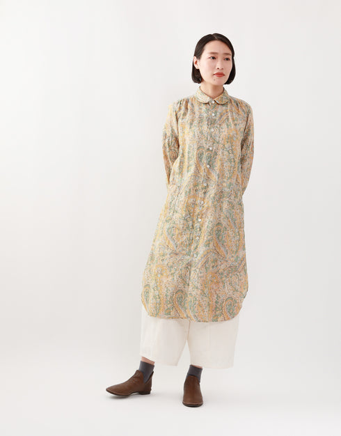 リネンペイズリーのシャツドレス