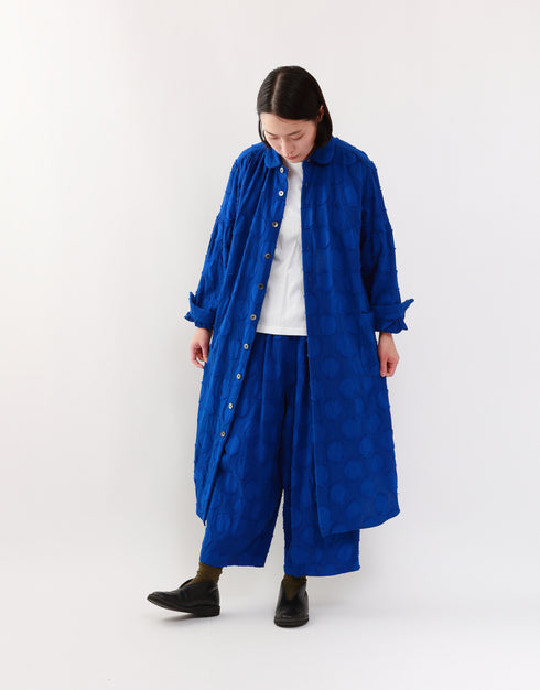 水玉カットジャカードのシャツドレス