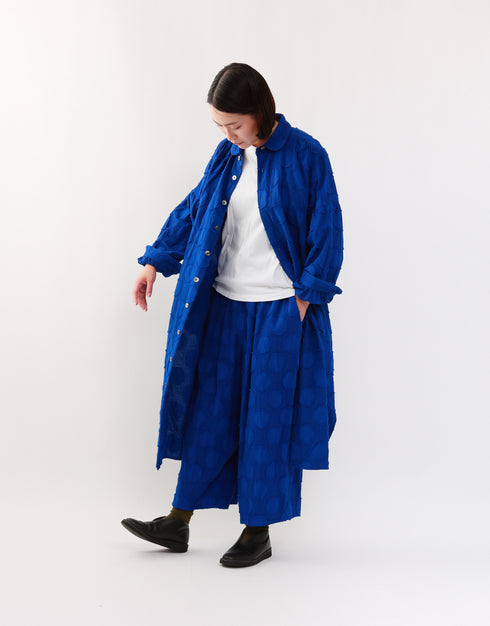 水玉カットジャカードのシャツドレス