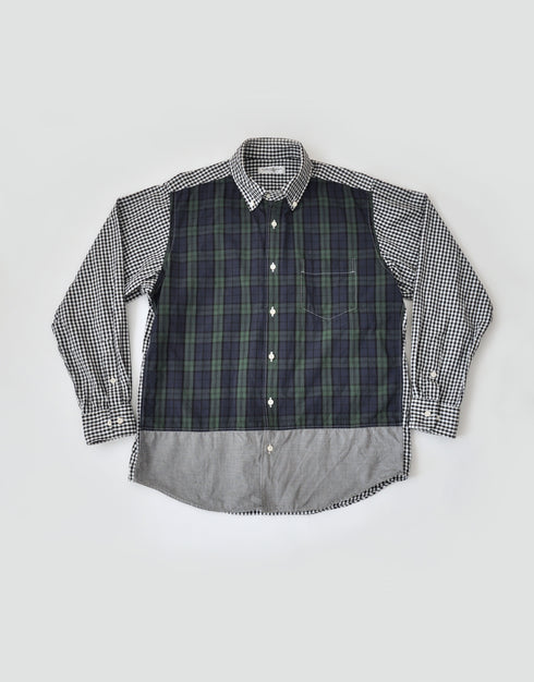 ピンオックスのパッチワークシャツ