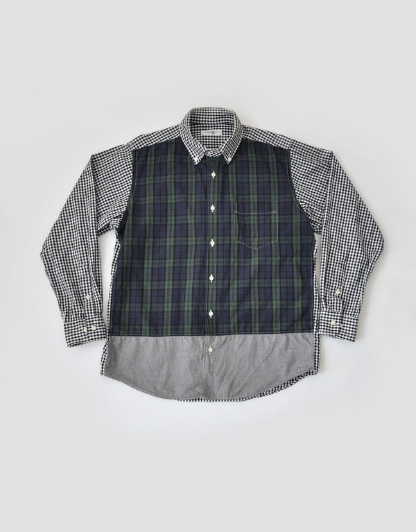 ピンオックスのパッチワークシャツ