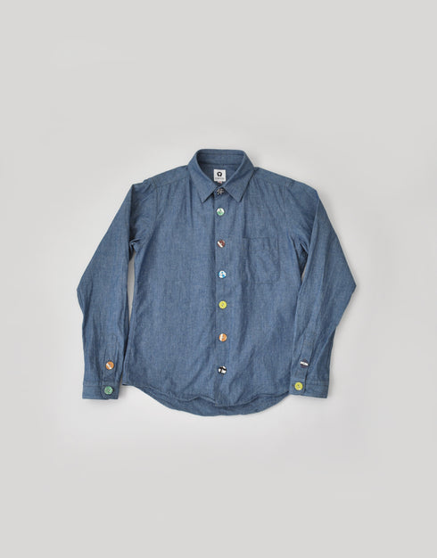 coccaコラボくるみボタンシャツ