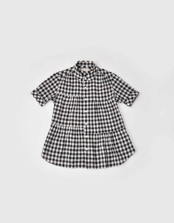シャーリングギンガムの6ギャザーシャツ