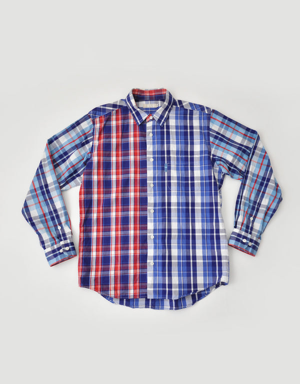 チェックのパッチワークシャツ