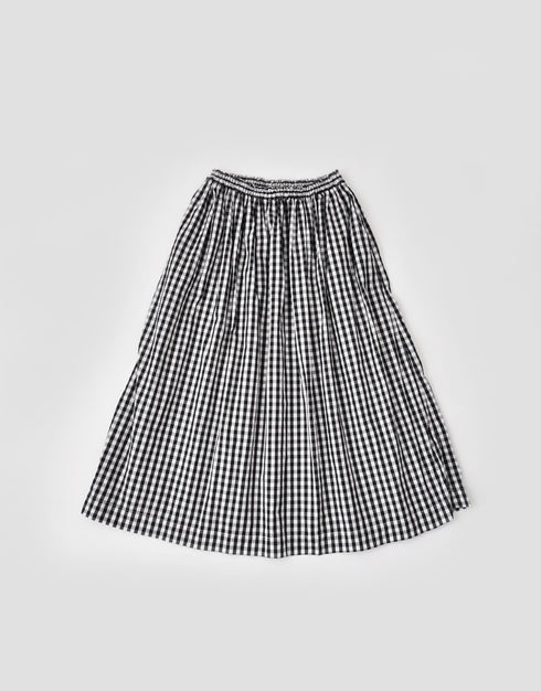 白黒ギンガムのギャザースカート