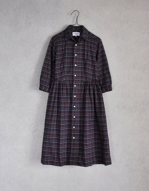 CRUM/チェックのギャザーワンピース