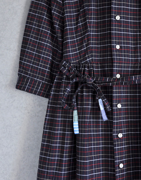 CRUM/チェックのギャザーワンピース