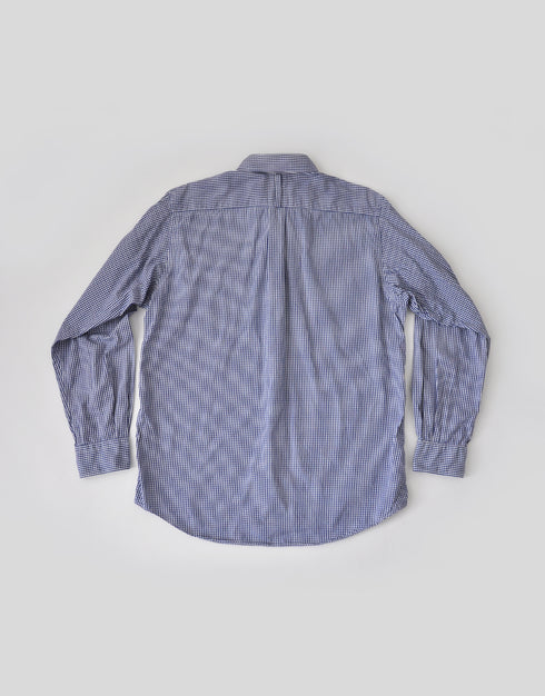 ギンガムチェックのくるみボタンシャツ