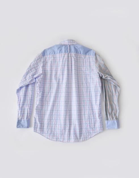 チェックの袖切替シャツ