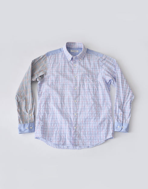 チェックの袖切替シャツ