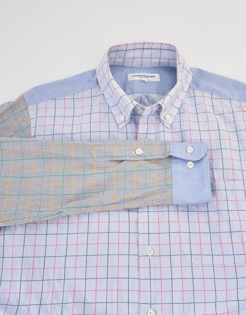 チェックの袖切替シャツ