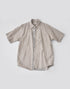 リネンとストライプの半袖切替シャツ