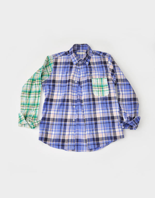 マドラスチェックの袖切替シャツ