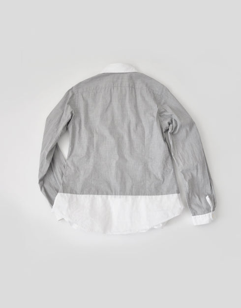 シャンブレーのクレリックギャザーシャツ