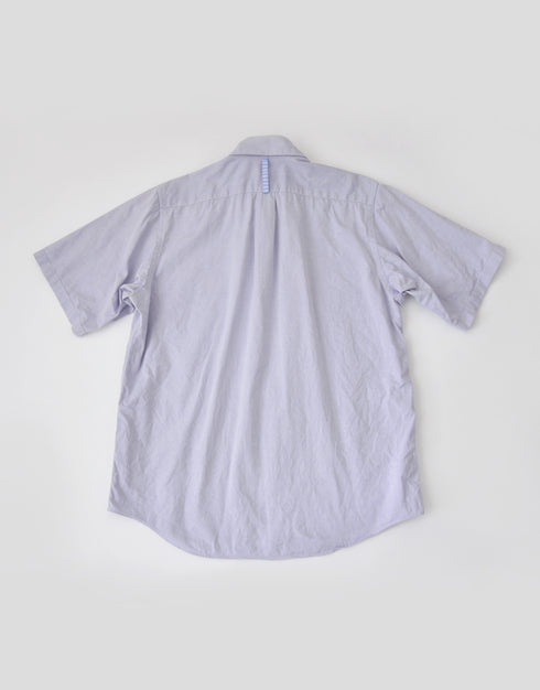 ピンオックスの半袖くるみボタンシャツ