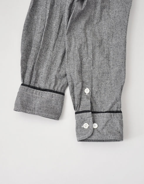 コットンシルクの袖口パイピングシャツ