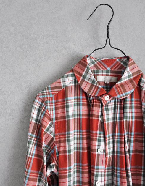 ツイルタータンのシャツワンピース