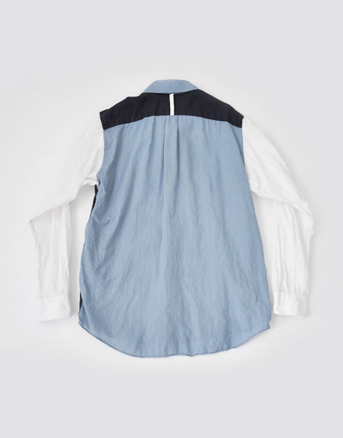 リネンのパッチワークシャツ