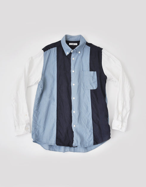 リネンのパッチワークシャツ