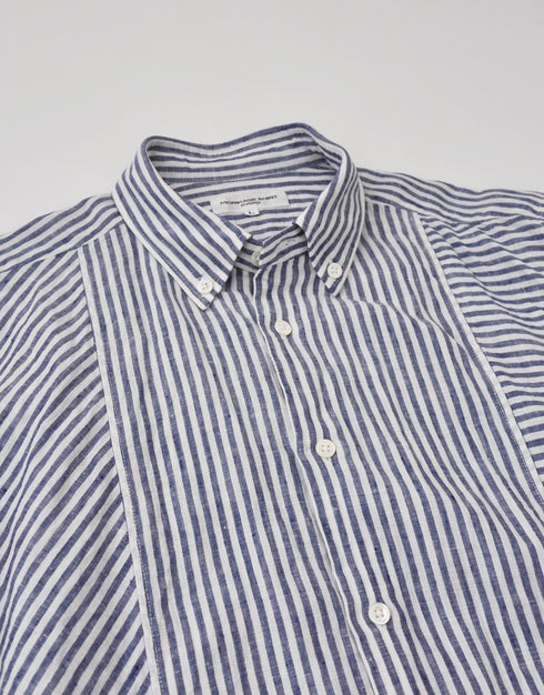 リネンストライプの切替シャツ