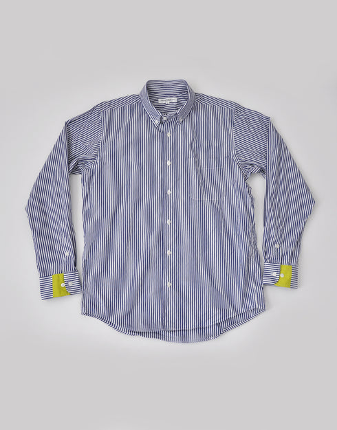 ブロードストライプの袖口切替シャツ