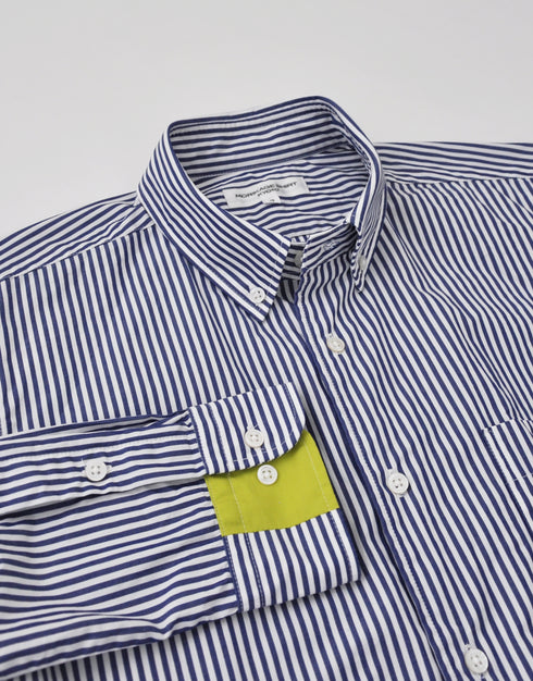 ブロードストライプの袖口切替シャツ